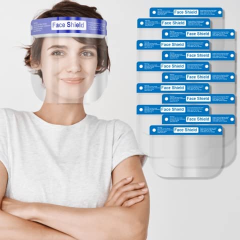 Medical Nation Face Shield | Case of 48 | Clear Plastic Face Shields for Women, Men & Kids, Anti-Fog, Lightweight Reusable Face Shield Mask, Safety Visor Cover with Comfortable Sponge & Elastic Band
