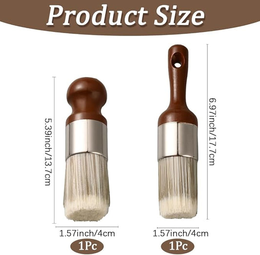 CALFOVERA 2Pcs Leather Furniture Salve Cleaner Brush Brown Wooden Handle Soft PET Bristles Durable Wax Care Repair Oil Horse Hair Brushes Ergonomic Tools for Home Leather Furniture Polishing Cleaning