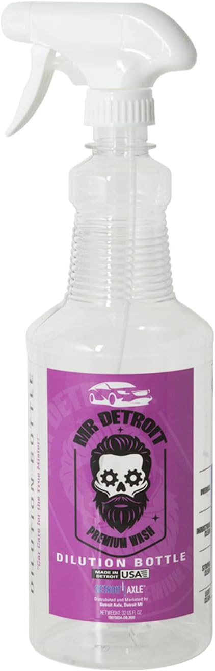Mr. Detroit - 2pc Deep Purple Degreaser 64oz Container and Dilution Bottle, Heavy-duty All-purpose Cleaner for Engines, Tires & More, Professional Strength Formula, Breaks Down Grease, Oil & Grime