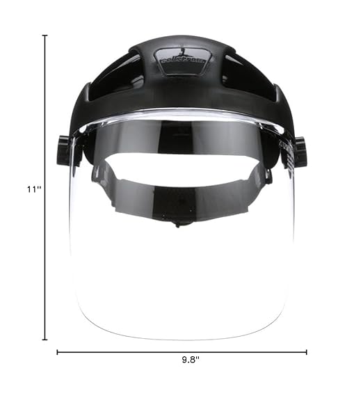 Sellstrom DP4 Face Shield - Lightweight Mask with High Impact Crown & Ratchet Headgear for Work, Grinding, Cutting - ANSI Z87.1 - Anti Fog Polycarbonate Window