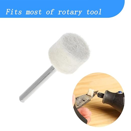 Luo ke 100 Pcs Wool Polishing Kits, 1/8'' Shank Compressed Wool Felt Polishing bits for Dremel Rotary Tool (Point Size: 1/2'')