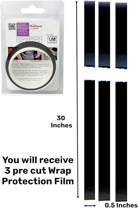 Door Edge Protector PRE-Cut Guard Scratch Paint Protection Film Paint Wrap Protection Clear and Black Universal Car Truck (Black, 3 Doors)