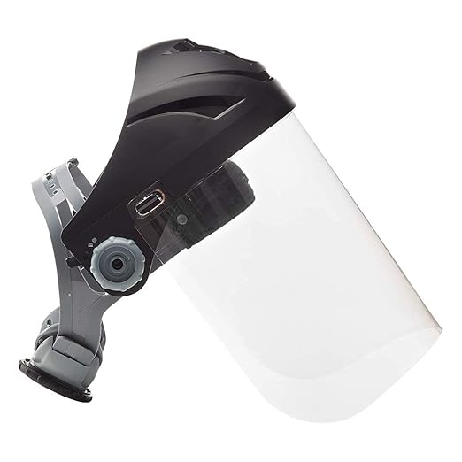 Jackson Safety F4XP Premium Face Shield with Wraparound Window and 370 Speed Dial Headgear, Lightweight, ANSI Z87.1 + High Impact - for Work, Grinding, Cutting