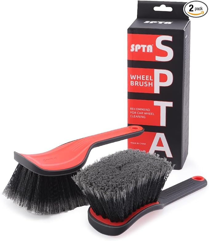 Wheel Face Brush,2Pcs Wheel Brush, Carpet Cleaning Brush,Stiff Synthetic Bristles,Ergonomic Design Handle, Scrub Brush for Floor Mats,Car Wheel Hub Cleaning,Car Interior,Home Soft Flagged-Tip Bristles