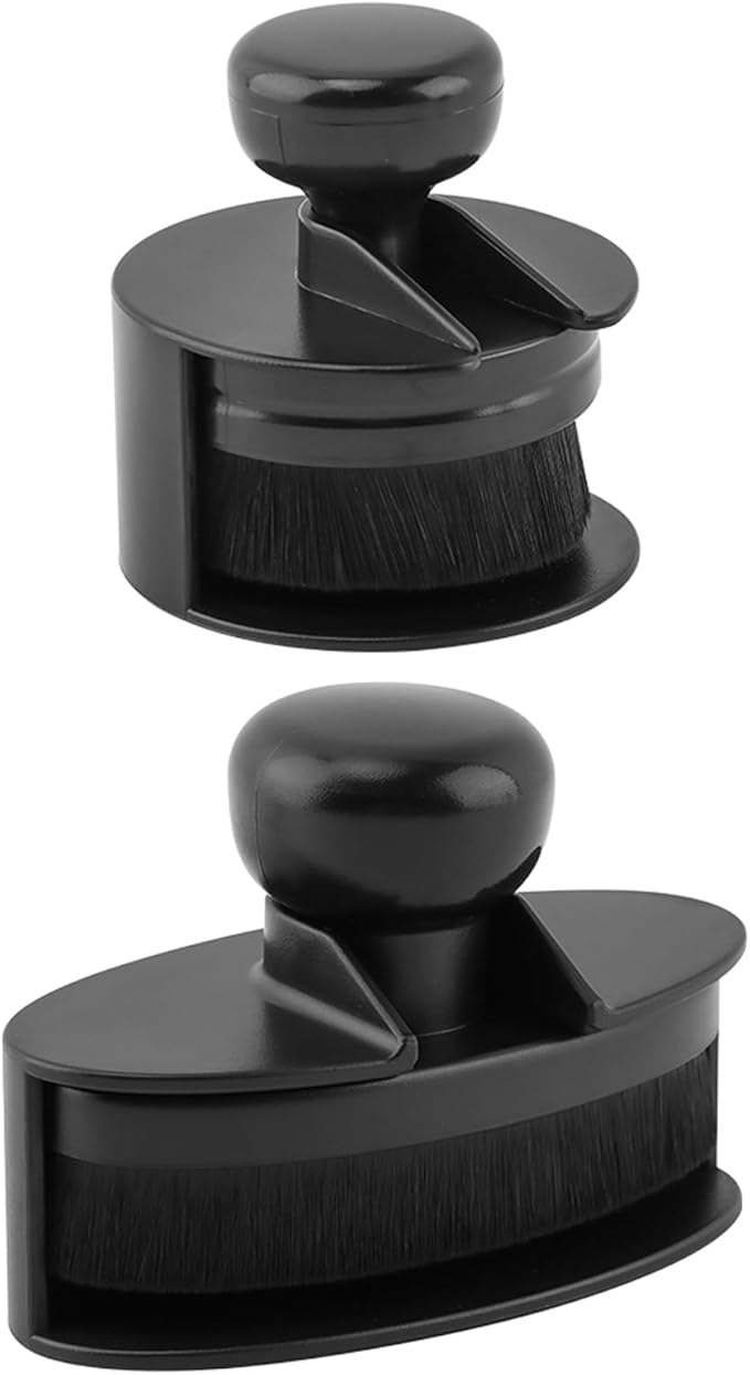 2 Pcs Car Tire Shine Applicator,Round and Curved Brushes with Storage Stand Automotive Tire Dressing Applicator Brush for Auto Detailing Cleaning Service(Color:Black)