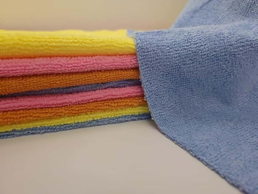 Microfiber Cleaning Cloths, 50 Pack, Multi-Color Blue Yellow Orange Pink, Lint Free Machine Washable, 16 x 16 Inches, Ultra-Absorbent for Home Kitchen Cleaning (Orange)