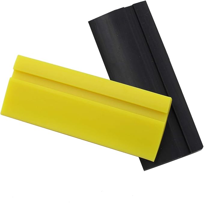 BokWin 4Pcs Soft Rubber Squeegee Blade for Car Vinyl Wrapping, Window Tint Film Installation, Car Decal Tool, Home Glass/Mirror/Window Cleaning as Water Blade Black and Yellow
