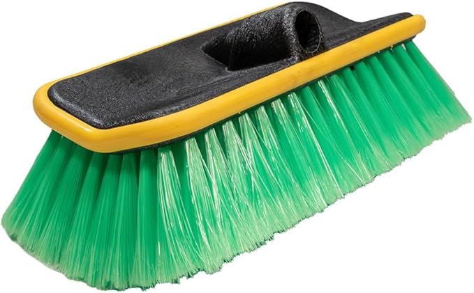 Mytee Products 10" Bi-Level Car Wash Brush and 4' to 8' Extendable Handle w/Soft Bristles Suitable for Auto RV Truck Boat Camper Exterior Washing Cleaning, Green