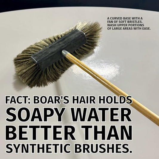 Montana Original Tri-Angle Boar’s Hair Car Wash Brush | Soft, Scratch-Free Cleaning | Telescopic Handle for Large Vehicles | MB-1800-H