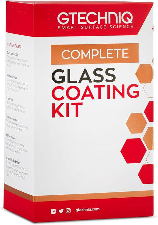 Gtechniq Glass Coating Kit for Cars, 6-Piece | Includes Glass Cleaner, Nanotech Glass Polish, Applicator, Microfiber Buff Cloth and More, Deep Clean, Coat and Maintain Car Windows and Mirrors