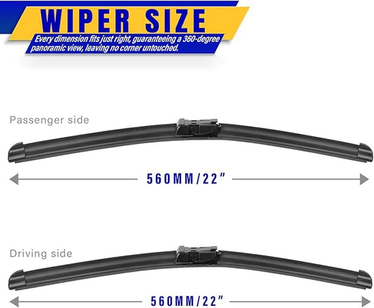 2 wipers Factory Replacement for 2014-2018 Chevy Chevrolet Silverado GMC Sierra Original Equipment Replacement Front Wiper Blades - 22"/22" (Set of 2) Top Lock