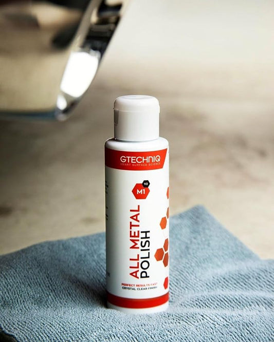 Gtechniq M1 All Metal Polish 100ml - Produces A Clear Finish On Any Type of Metal, Will Not Burn or Scratch - Fast Results On Brass, Copper, Aluminum, Chrome, Silver, Stainless Steel, and More