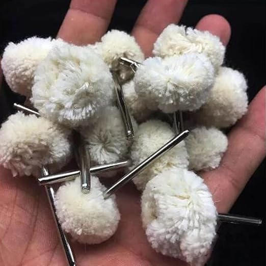 Luo ke 20 Pcs Cotton Strip Polishing Wheel - 1/8" Shank Soft Cotton Fine Buffing Wheels Fits for Rotary Tools, Mini Grinder, Mini Drill