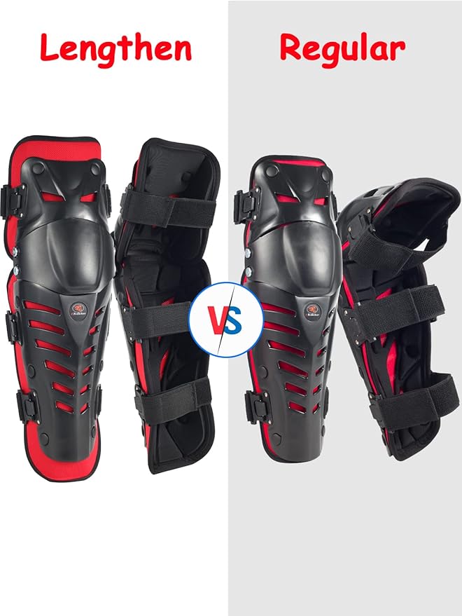 Motorcycle Knee Shin Guards, Long Leg Protection Crash Proof Motorcycle Knee Protection Bendable Adjustable MTB Knee Pads for Men Motocross Gear
