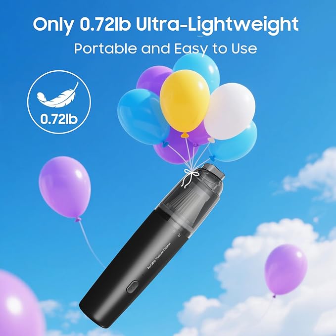 A9life Handheld Vacuum Cordless, Car Vacuum Portable with 2 Suction Modes, Blow & Suction 2-in-1, Small Vacuum Cleaner for Car, Home, Pet Hair, Office, Desk, Keyboards