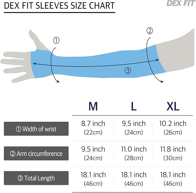 DEX FIT SSG913S ANSI A9 Cut Resistant Sleeves with Thumb Hole, Comfortable Arm Covers for Thin Skin and Bruising, Anti Slip Strap, Machine Washable; Blue M 1 Pair