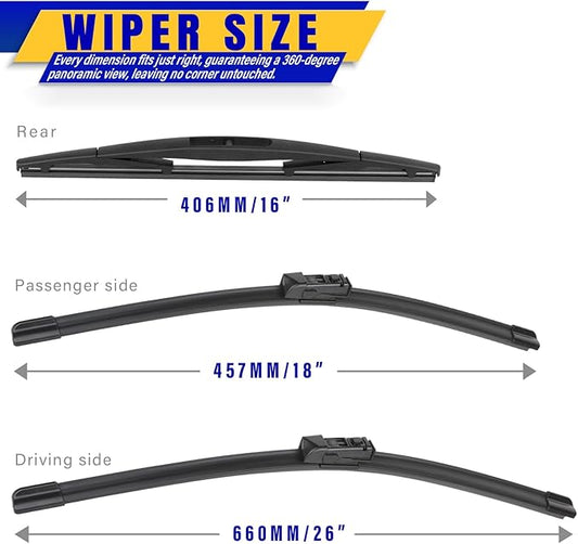3 wipers Replacement for 2020-2024 Subaru Outback, Windshield Wiper Blades Original Equipment Replacement - 26"/18"/16" (Set of 3)
