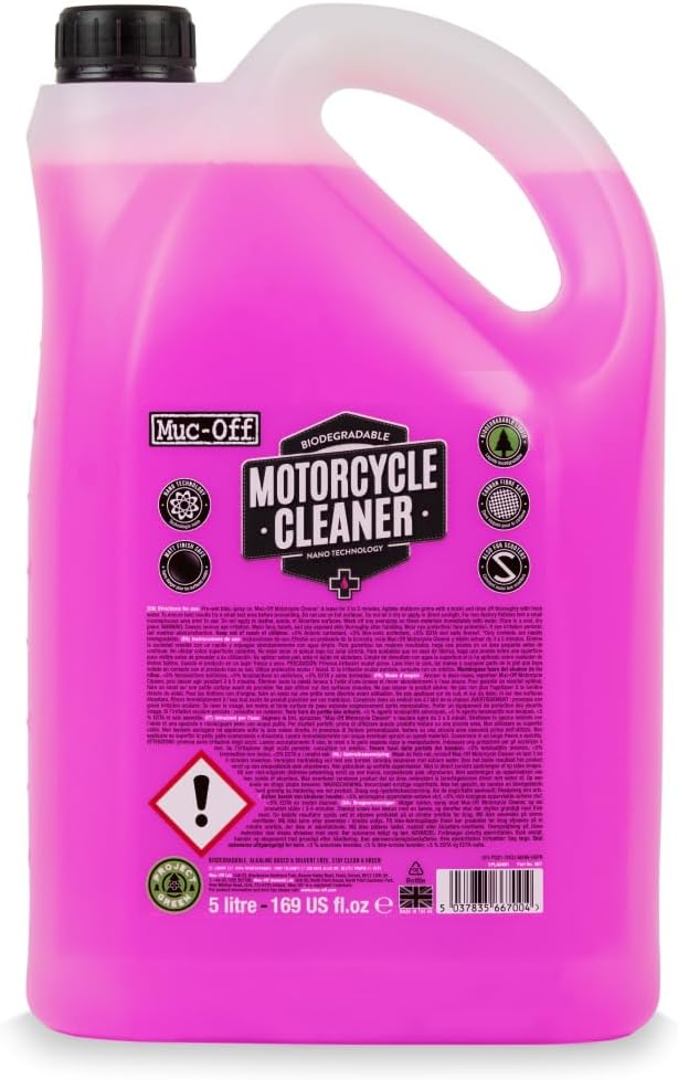 Muc Off Nano-Tech Motorcycle Cleaner, 5 Liter - Fast-Action, Biodegradable Motorbike Cleaning Spray - Safe On All Surfaces and All Types of Motorcycle -667US