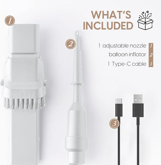 Starument Handheld Vacuum Cleaner - Cordless Vacuum Cleaner for Cleaning Dust, Dirt, Pet Hair Suction - Compact, Rechargeable & Wireless Device for Home, Office, Car - USB-C Cable (White)