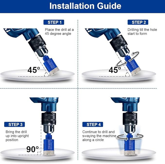 SHDIATOOL Diamond Drill Core Bits Set for Porcelain Triangle Shank Hole Saw Cutter for Tile Marble Ceramic Granite on Drill Machine 11pieces(6/8/10/20/25/28/32/35/45/50/65MM)