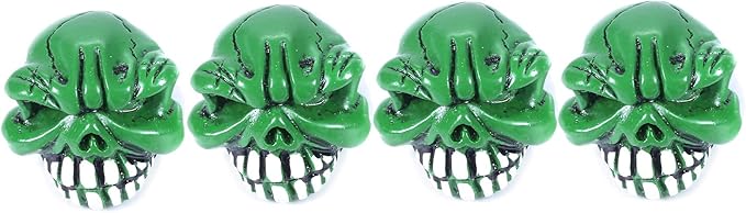 Abfer Skull Valve Caps Fun Wheel Tire Air Stem Dust Cover Cap Auto Decoration Accessories Fit Most Vehicle Car Truck Bike Motorcycle (Green)