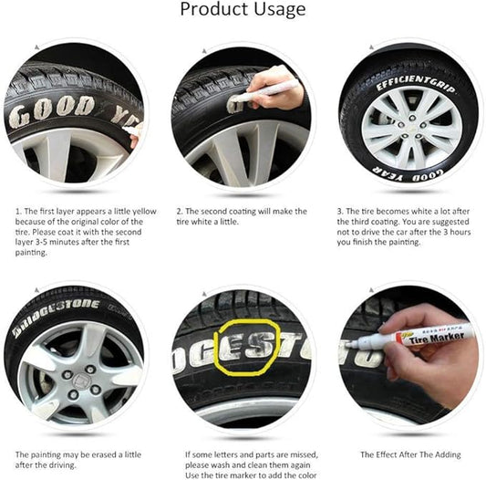 BEMLP Permanent Marker Pen Colorful Waterproof Metal Oilly Fill Paint For School DIY Tyre Tire Tread CD Metal Paint Markers Tire pen 12 Colors for Scuba gear