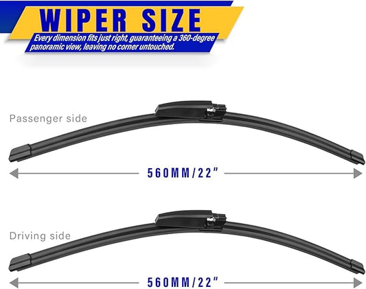 2 wipers Replacement for 2002-2008 A4 S4 RS4 A6 S6 Allroad, Windshield Wiper Blades Original Equipment Replacement - 22"/22" (Set of 2)