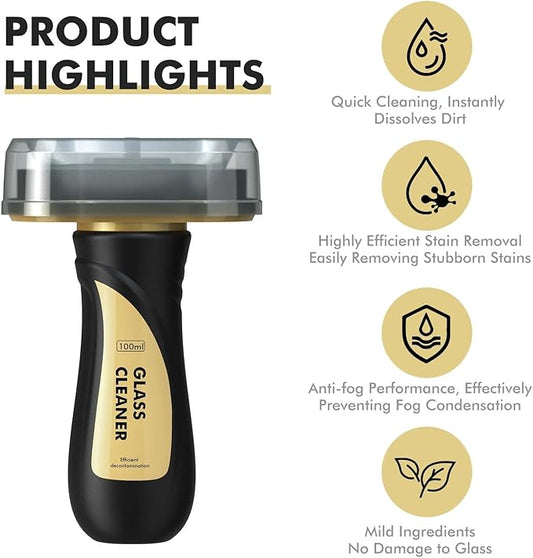 Car Glass Oil Film Cleaner, Clear View Lens Cleaner Universal Anti-Rain Fog Glass Brush Cleaning Tools Reusable Hydrophobic Windshield Coating for Improves Clarity Visibility - 3.4Fl oz