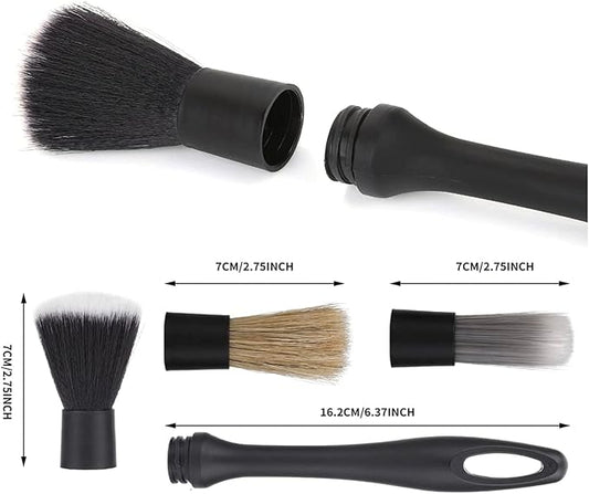Premium Soft Boar Bristle Brushes 3pk (for Cars, Home, Makeup, and More)