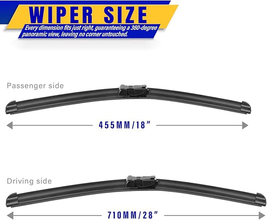 2 wipers Replacement For 2012-2018 2019 2020 Tesla Model S Original Equipment Replacement Windshield Wiper Blades - 28"/18" (Set of 2) Top Lock