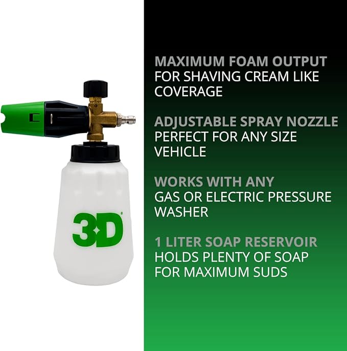 3D Ultra Blast Foamer - Car Wash Pressure Washer Foamer - Multiple Spray and Pressure Ranges - Works with All Soaps - Heavy Duty