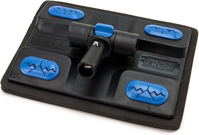 Mitt on a Stick PRO+ | Extendable Car Wash Brush, Mop, Mitt, Sponge | Blue w/ Noodle & Mesh Cover
