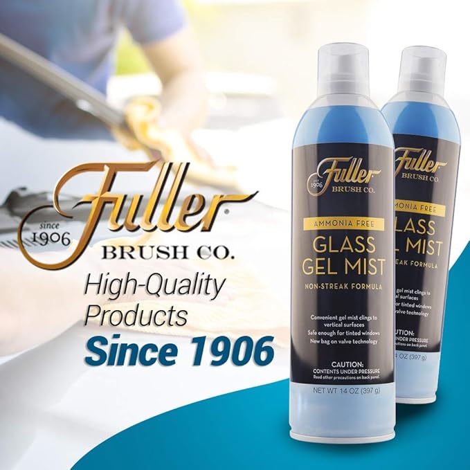 Fuller Brush Glass Gel Mist Spray – 14 oz Glass Cleaner for Windows, Mirrors and Plexiglass – Streak-Free Formula Safe for Tinted & Vertical Surfaces (Pack of 2)