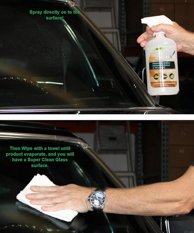 Venco Clear X - Polymer Glass Cleaner, Cleans and Protect (32oz Bottles, 4 pack – 1Gl per Box)