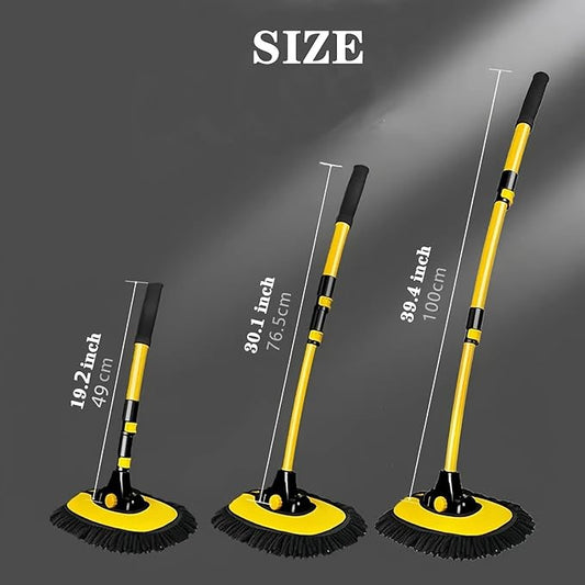 Upgrade Car Wash Brush Mop with Long Handle,Chenille Microfiber Car Wash Brush Car Cleaning Brush Kit Car Wash Mop Supplies Car Washing Brush with Scratch-Free Replacement Head