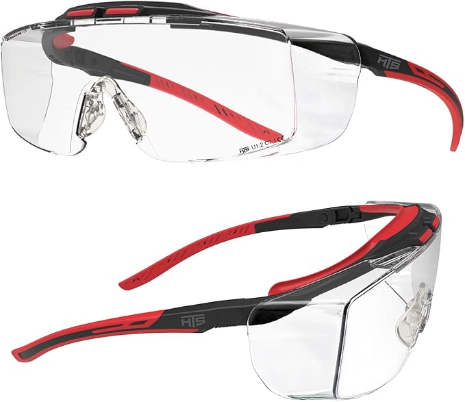 HTS HUNTERSKY HUNTERSKY ANSI Z87 Anti Fog Lab Safety Glasses Fit Over Eyeglasses Up to 1.88 inch 100% UV Protective Goggles