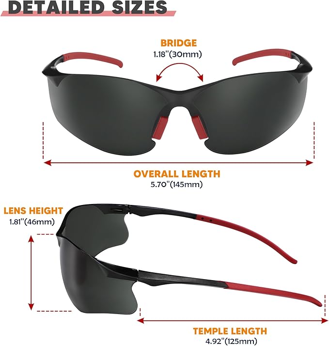 Safety Glasses Tinted 3 Pack, Protective Eyewear for Men Women UV Protection ANSI Z87.1, Safety Sunglasses Bulk Scratch Impact Resistant Eye Protection with Nose Pads for Construction Work Smoke