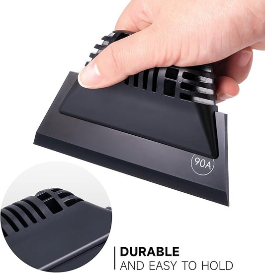 FOSHIO Black Small Squeegee, Non-Slip Handle Rubber PPF Squeegee for Window Cleaning, Shower Glass Door, Car Windshield
