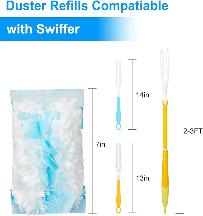 KeFanta Duster Refills for Swiffer Dusters, 180Β° Heavy Duty Multi Surface Refills & 1 Handle, Ceiling Fan Duster, Disposable Dusters for Cleaning (30 Count+1 Handle)