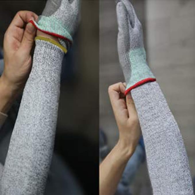 CAWANFLY Protective Arm Sleeves, Cut Heat Resistant Arm Protectors Anti Abrasion Safety Armband for Garden Kitchen Work 1 Pair (Gray)