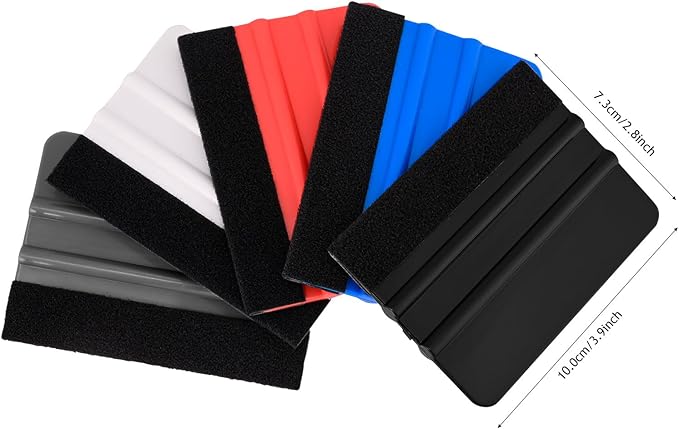 NEWISHTOOL 100 PCS Felt Squeegee for Vinyl - Flexible Plastic Squeegee with Fabric Felt for Vinyl Wrap Application, Bubble Removal, Sign Making, Graphic Decal Installing & Car Wrapping Scraper Tool