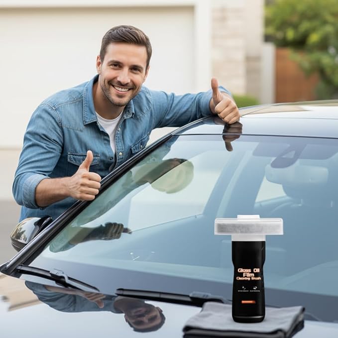 Glass Film Cleaning Brush for Car, Effective Auto Glass Cleaner for Windshields Windows, Windshield Film Remover Tool with Comfort Grip, Car Cleaning Tool for Vehicle Maintenance (1)