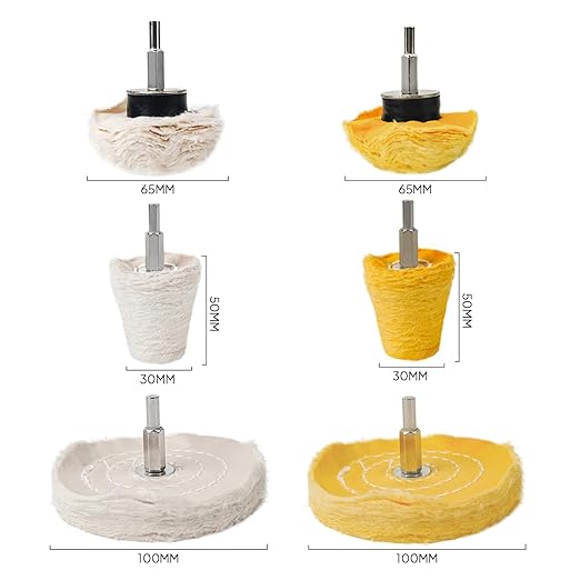 Unicaravan Aluminum Wheel Polishing Kit for Drill Buffing Wheel for Car Motorcycle Wheel Rim Manifold Polishing for Stainless Steel Chrome Wood Plastic Ceramic Glass Woods Machine Jewelry etc 6PCS