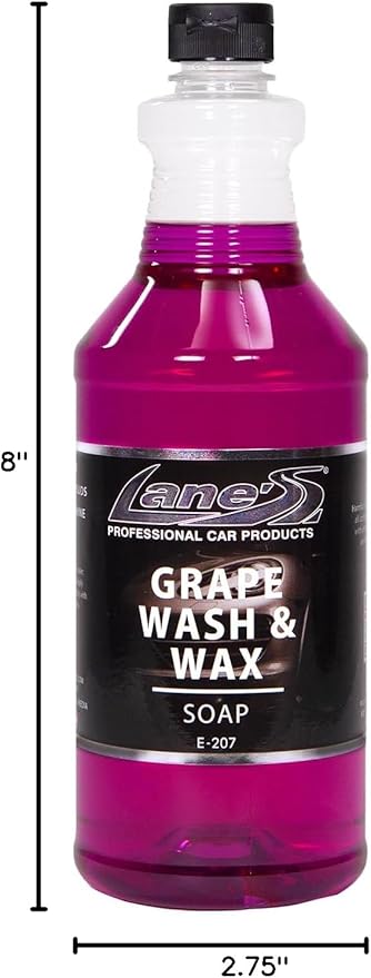 Lanes Car Wash and Wax - Car Wash and Wax in One, Grape Scented Car Wash, Safe for All Surfaces, Concentrated Soap Wax Formula (32 Oz)