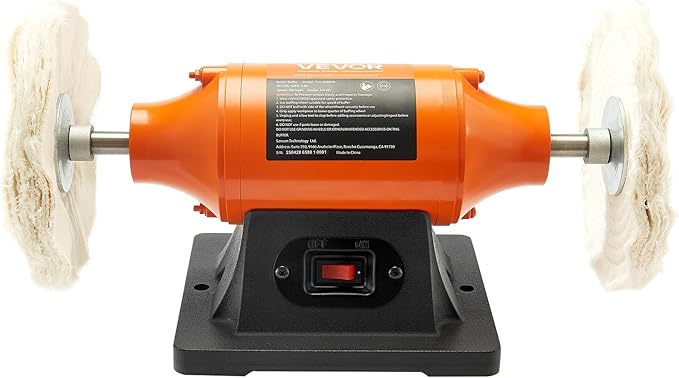 VEVOR 3/4HP Bench Buffer Polisher, 8-inch Bench Polishing Buffing Machine, 3450RPM Single Speed Benchtop Polisher with 2PCS Cloth Wheels & Cast Iron Base for Metal, Jewelry, Wood Polishing
