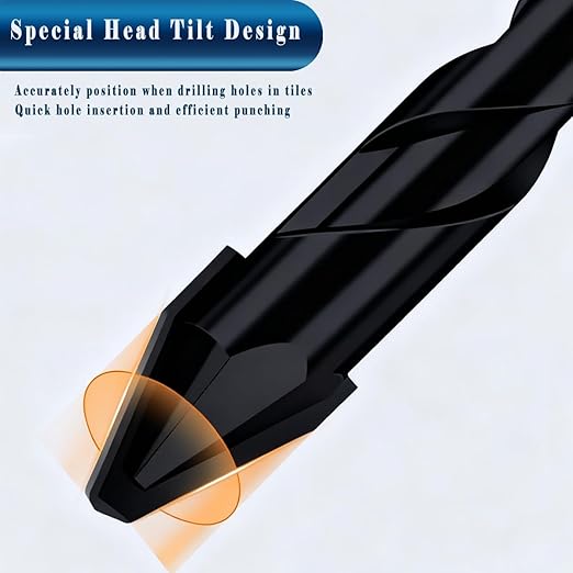 10pc 3/16” Black Ceramic Drill Bit Eccentric Drill Bit Set, 5mm Masonry Drill Bit Sets Concrete Drill Bit for Glass,Brick,Plastic,Cement,Wood,Ceramic,Metal,Marble.