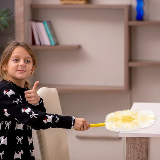 Vesici 150 Pcs Duster Refills Compatible with Swiffer Dusters Bulk Disposable Replacement Thickened with 1 Handle Heavy Duty for Cleaning, Office (Yellow)