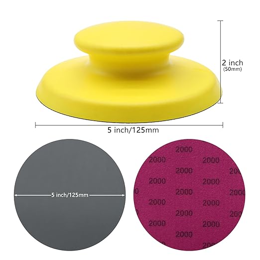VIBRATITE 40 Pieces 5 Inch Sanding Discs, Wet Dry Sandpaper Sheets Assortment 80 to 7000 Grit Silicon Carbide Hook and Loop Round Sanding Paper with Handle Sanding Block for Wood Metal Automotive