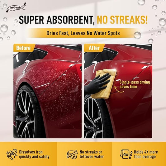 SM Arnold Water Sprite PVA Drying Cloth 5 Sq. Ft. – Fast Drying Chamois for Car Detailing | Cleans and Dries Finished Surfaces | Safe for Cars, Trucks, Motorcycles, RVs, Home, Garage, Office & More