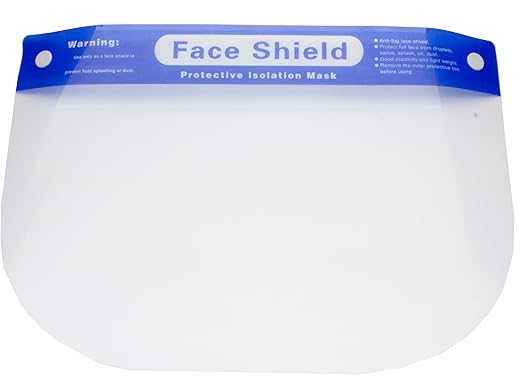 EYEGLASSTOR 20 Pcs Face Shield, Anti-Fog Clear Full Face Shield Mask - Adjustable Headband & 12.52 Inch Extended Coverage, Reusable PET Plastic PPE Splash Proof Face Protection